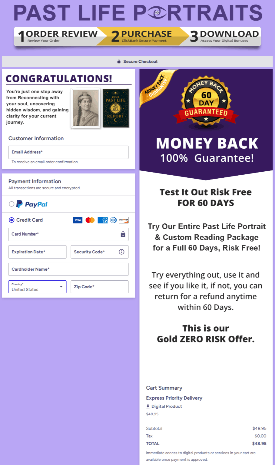 Past Life Portrait Checkout
